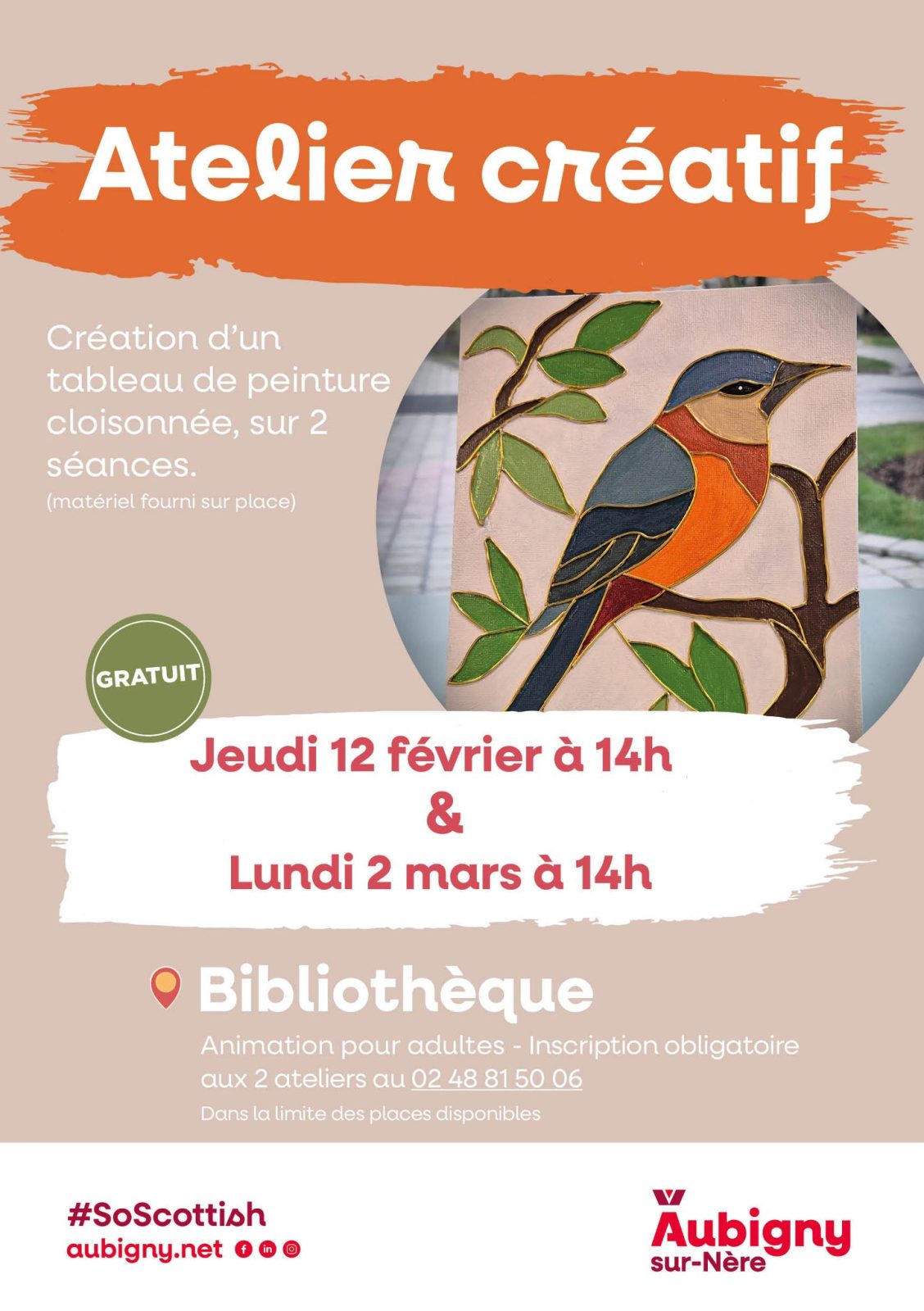 Atelier créatif (pour les adultes) : création d’un tableau de peinture cloisonnée