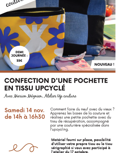 Confection d&rsquo;une pochette en tissu upcyclé