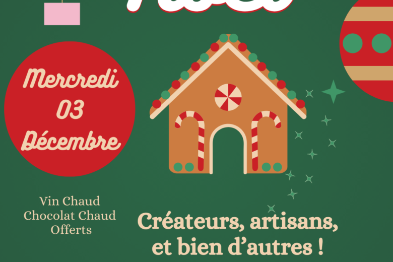 Flyer affiche Marché de Noël illustratif festif vert rouge blanc – 1