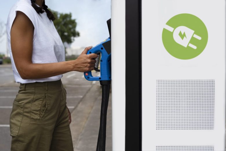 side-view-woman-charging-car